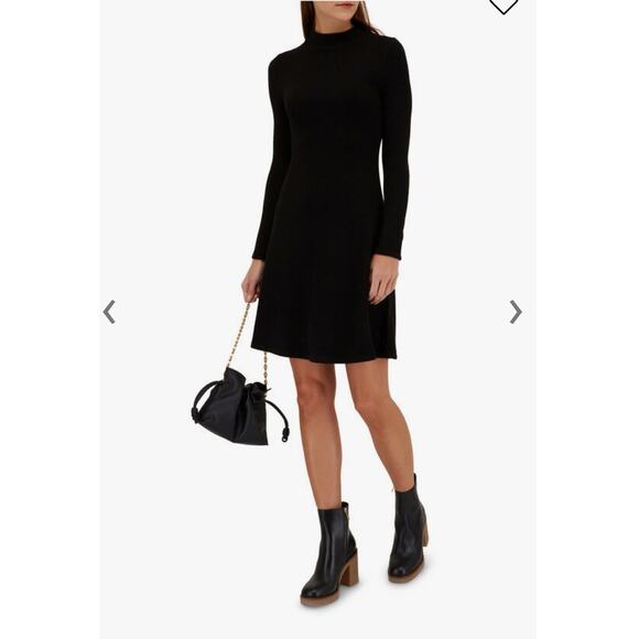 Vince Long Sleeve Mock Neck A Line Sweater Dress Black V878484146-001BLK XS NEW - Picture 1 of 9